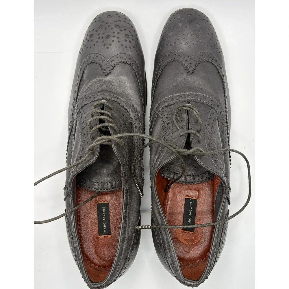 Marc Jacobs Collection Oxford Shoes Women 38 Gray Leather Brogue Wingtip Italy